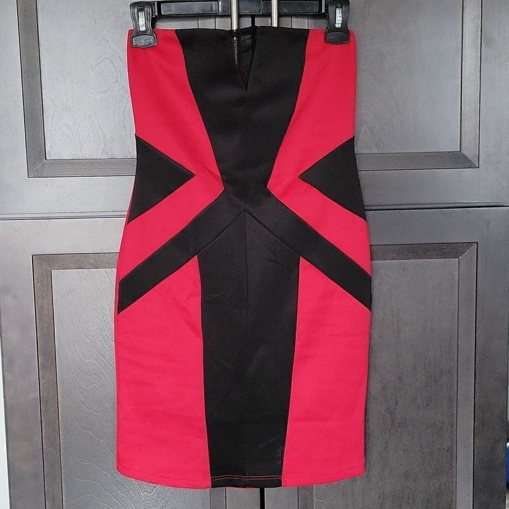 Y2K Strapless Red Bodycon Dress